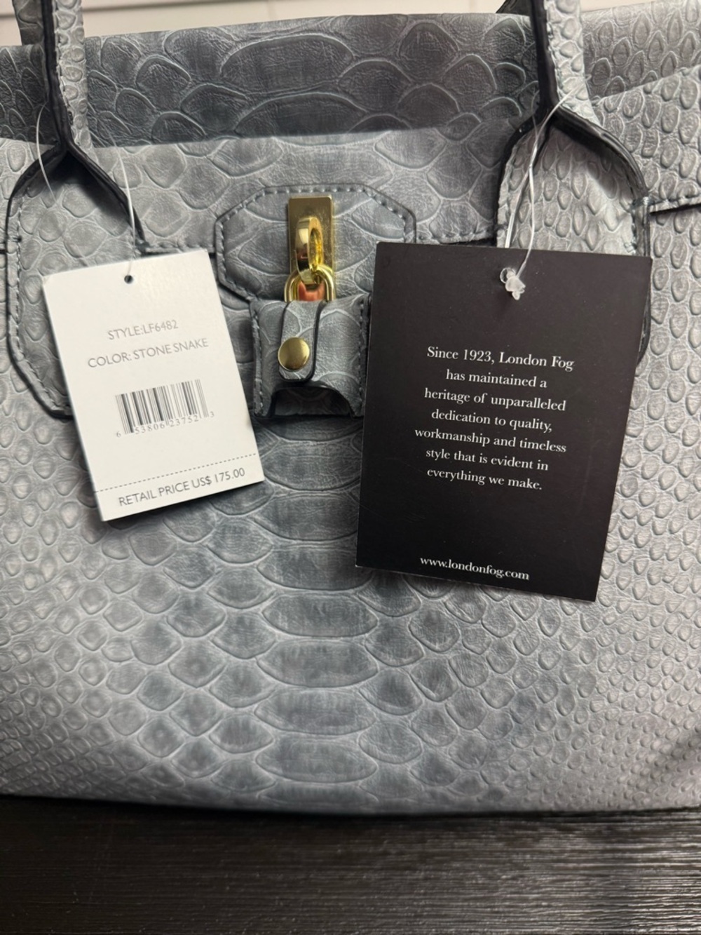 London Fog Satchel Bag “Stone Snake”  – NWT - no call outs! - Picture 6 of 6